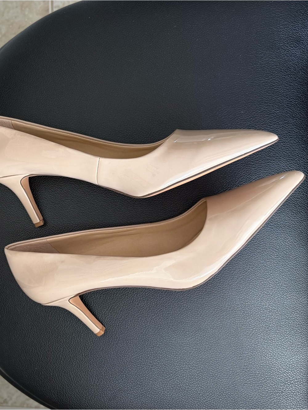 Franco Sarto Nude Patent Pointed-Toe Heels